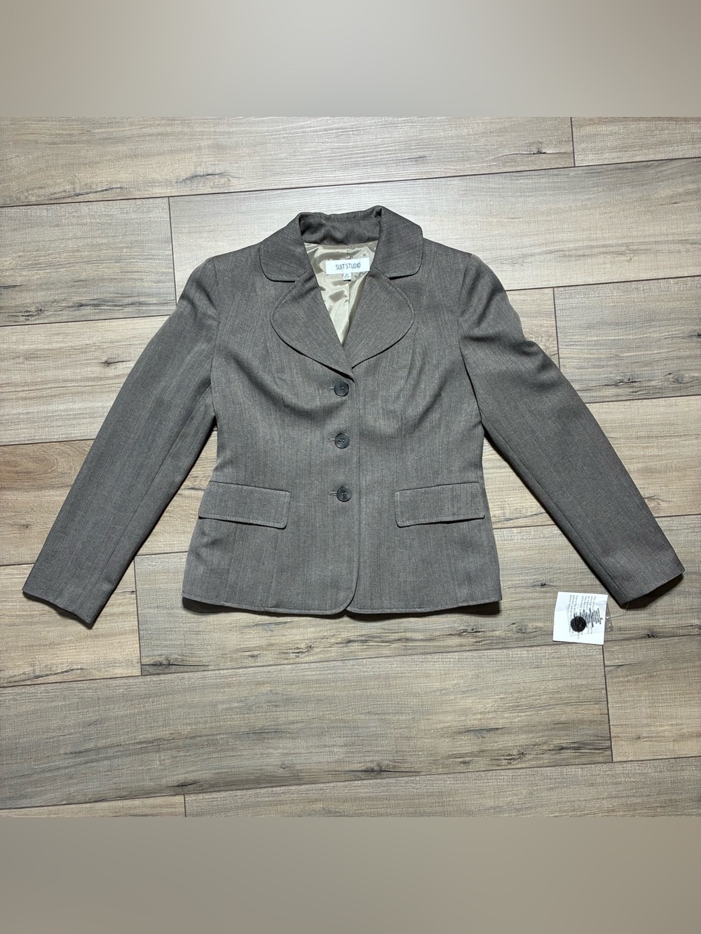 Suit Studio Womens 3-Button Lined Blazer Size 4P Brown